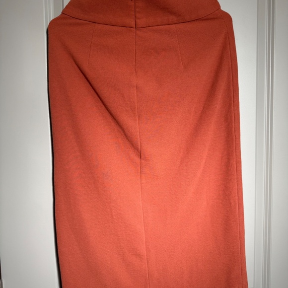 Nano Universe Ribbed Knit Midi Skirt | Rust Orange | Front Slit | Size S - Picture 2 of 3